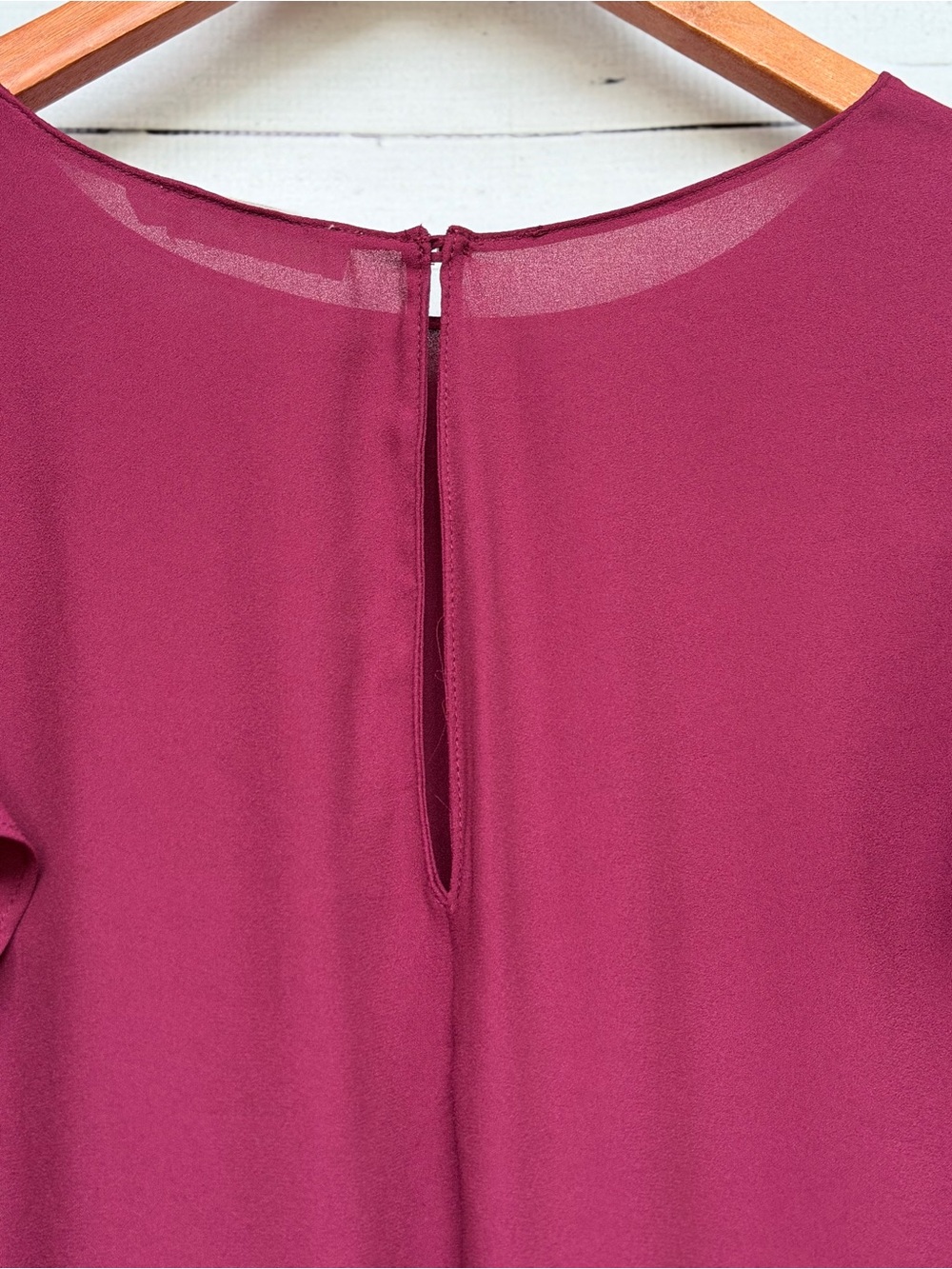 Lush Plum Long-Sleeve Blouse with Ruffle Shoulder Detail - Picture 4 of 4